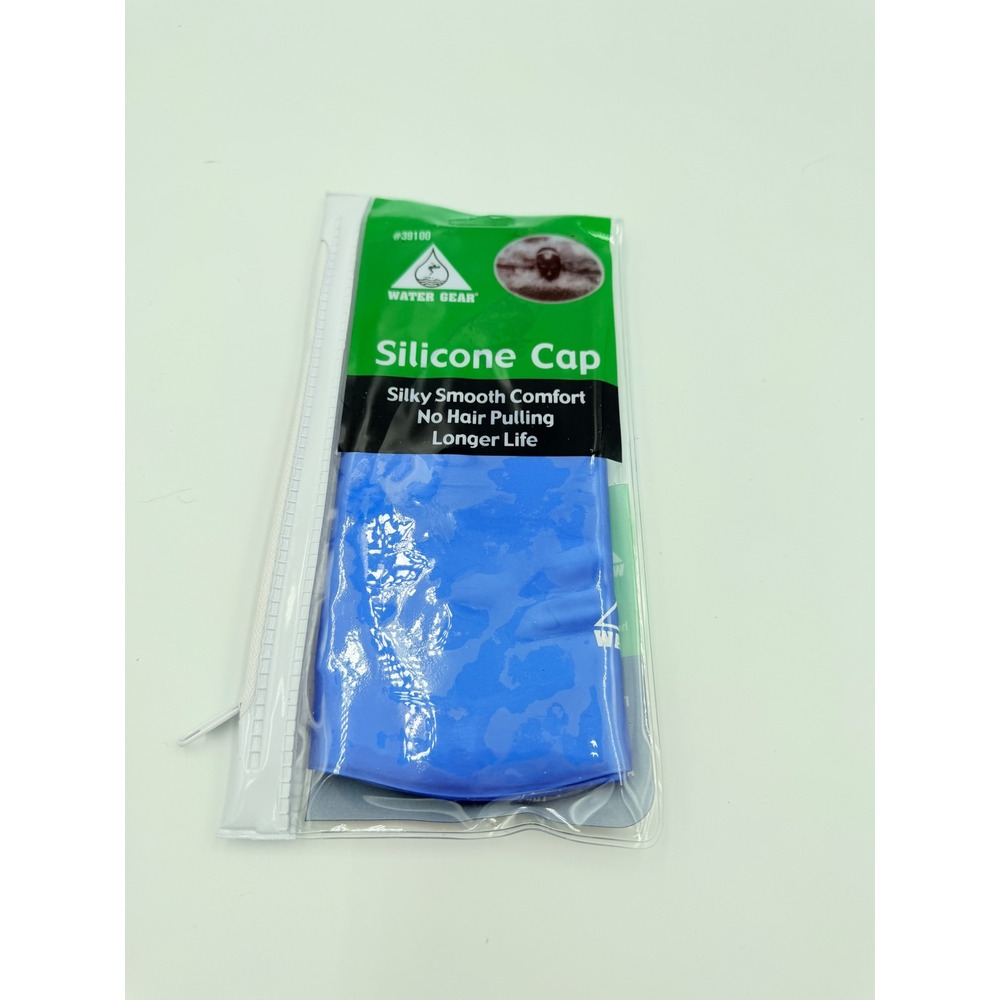 Water Gear Silicone Swim Cap Blue Non-Allergenic Comfort‎ Fit 39100BL New